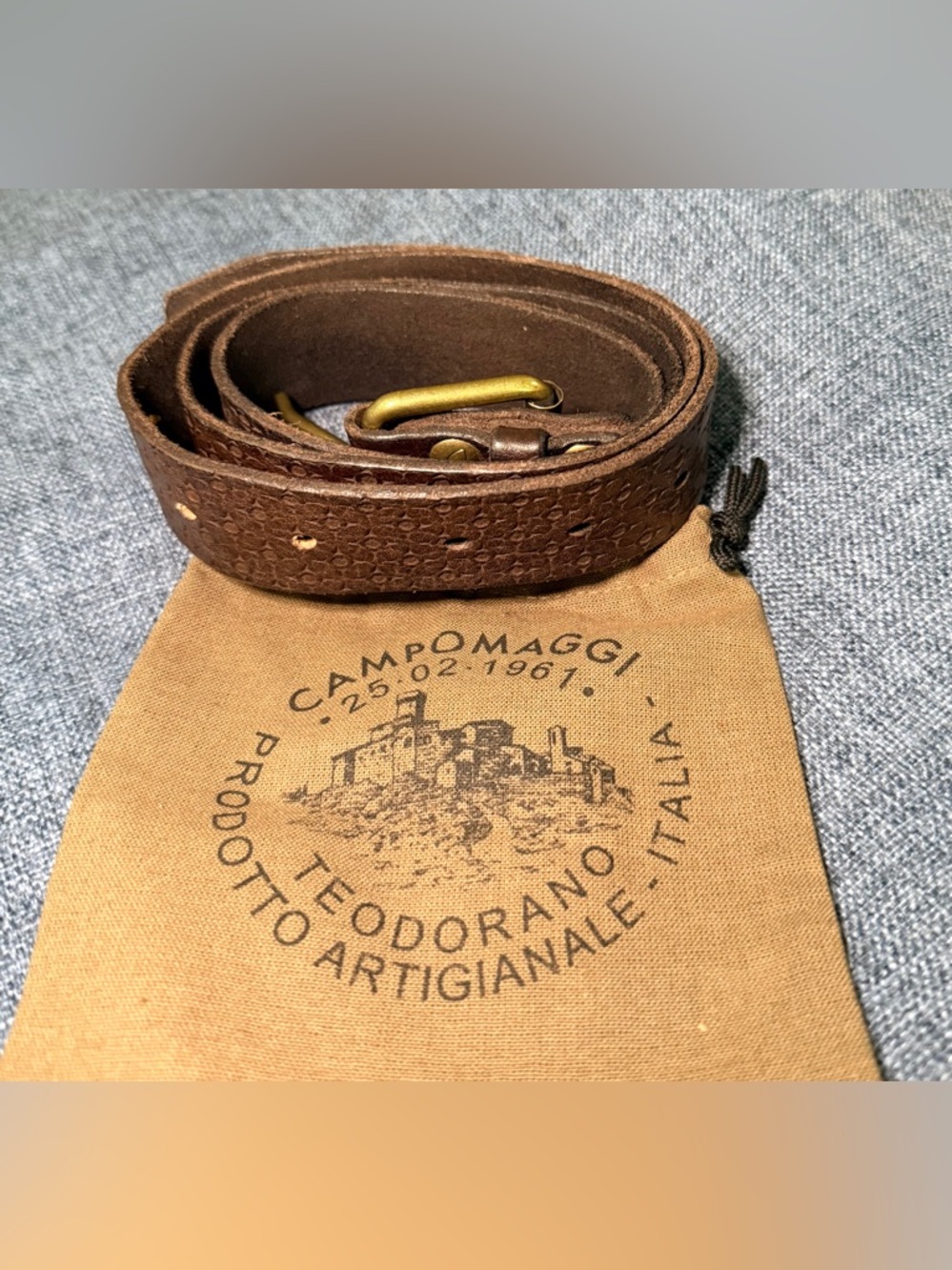 Campomaggi Brown Leather Belt with Brass Buckle